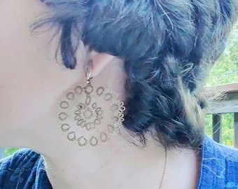 Removable Lace Earring Sleeves – "Dandelion" Tatting Earrings – Lightweight Boho Accessory for Studs or Hoops