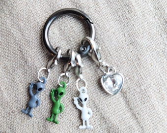 Alien & Heart Stitch Markers • Knitting Crochet Accessories (Lobster Clasp)