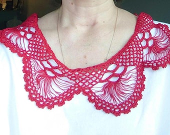 Red Crochet Lace Collar – Handmade Collar