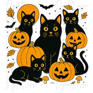 Black Cat Pumpkin Png, Ghots Cat Png, Retro Halloween Png, Gothic Png, Black Cat Png, Fall Png, Halloween Cat Mama Shirt, Autumn Png