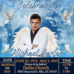 Memorial Funeral Announcement Flyer, Funeral Memorial Announcement Flyer, Funeral Announcement Template, Rest In Peace Flyer, Canva Editable