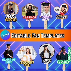 2025 Graduation Fan, Senior Fan Template, Grad Fan Template Canva, Graduation Paddle Fan Template, Grad Editable Fan, Graduation Photo Fan