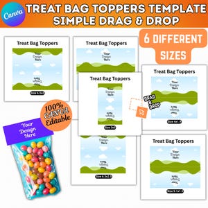 Treat Bag Toppers Template, Treat Bag Topper Svg, Treat Candy Pack, Bag Tropper Label, Party Favor Template, Canva Editable Bag Topper