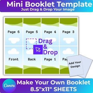 Booklet Canva Editable Template, Mini Coloring Book Template, Fold Book Template, Fold Book Template, Booklet for Kids, Digital Download