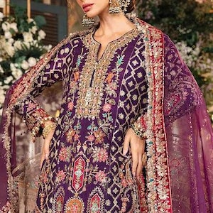 Bridal Lengha set with hand embroidered organza silk blouse and dupatta, luxury embellishments, perfect for bridal mehndi wedding occasions