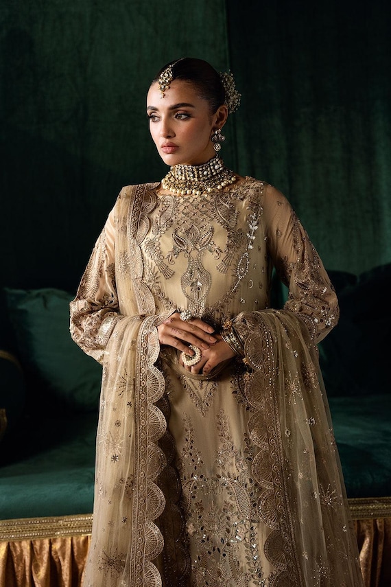 brown wedding dress pakistani Brown Embroidered Pakistani Suit Wedding Dress