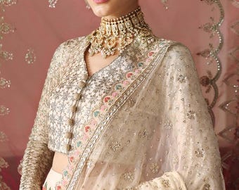 Handcrafted Embroidered Raw Silk Lehenga Choli | Bridal Outfit with Dupatta