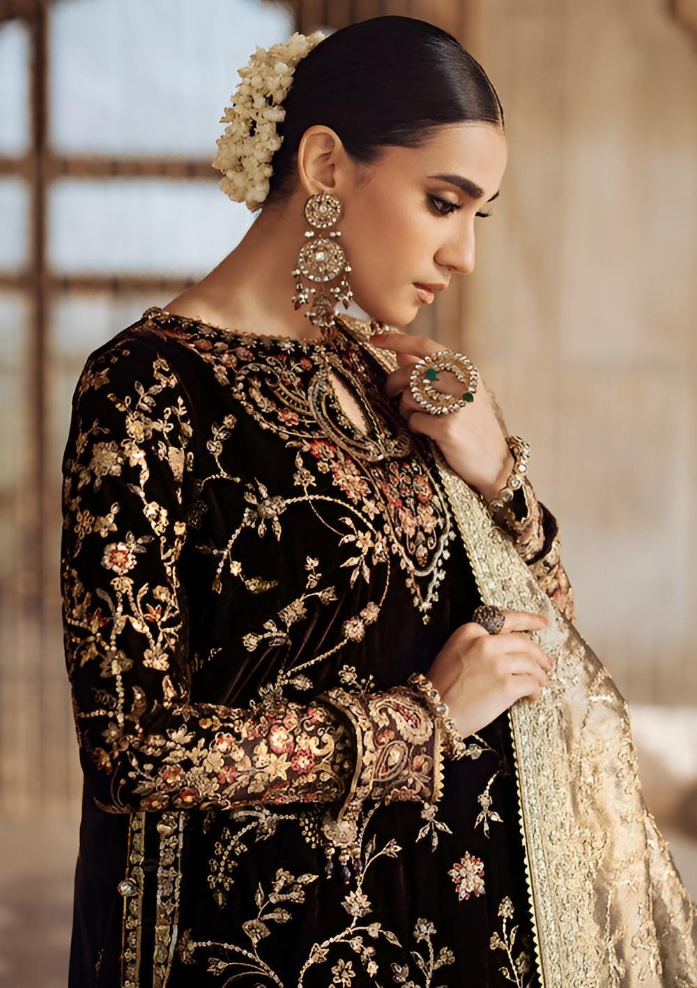 brown velvet dress pakistani Marigold  Pakistani Kaftan Dress from the Velvet Dreams Collection  Qimra  Clothing
