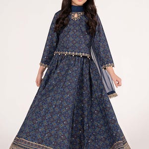 khaddar dress design Denim Blue Khaddar Suit | Maryam Hussain Pakistani Winter Dresses