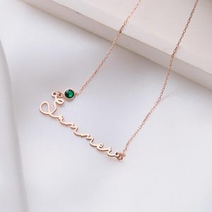 Custom Gold Name Necklace with Birthstone, Special Gift for Women, Birthday Gift, Bridesmaid Gift, Gift for Moms, Christmas Gift