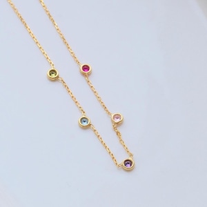 18K Solid Gold Family Birthstone Necklace, Birthstone Gift, Christmas Gift, Bridesmaid Gift, Gift for Mom, Birthday Gift, Birthstone Jewelry