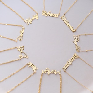 18K Gold Name Necklace, Personalized Name Pendant Necklace, Custom Name Necklace, Minimalist Name Jewelry for Women, Gift for Her