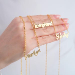 Custom Name Necklace,Personalized Name Necklace, Birthday Gift for Her, Mother&#39;s Day Gift, Gift for Mom, 18k Gold Plated Name Necklace