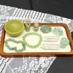 Hartchakra kristal set | Chakra-set voor beginners, geluksset met kristallen voor spirituele chakra, groene of roze onbewerkte edelstenen, chakra-stenen boxset