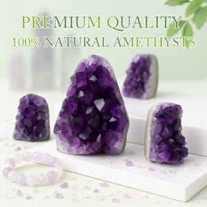 Amethyst Crystal Rock Cluster [10 to 700g] - Natural Edge, Healing & Calming Unique Amethyst Purple Geode Stone - Ideal Purple Decoration