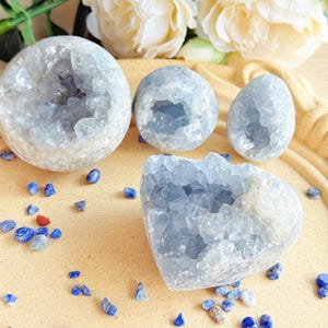 Natural Raw Blue Celestite, Celestite Crystal Cluster, Raw Celestite Geode, Mineral Healing Crystal Geode Irregular Home Decoration Gemstone