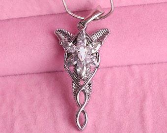 Brass Elf Necklace, Rhodium Plated, Light of Freedom Pendant