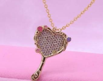 Vergoldete Spiegel Herz Halskette (45+5 cm)