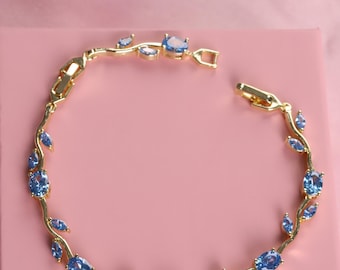 Pulsera floral de tulipán, pulsera de piedras preciosas pastel, joyería de piedras de cristal, regalo para ella
