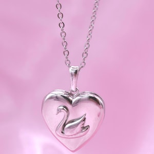 Odette Swan Necklace, Swan Princess Necklace, Heart Locket Necklace