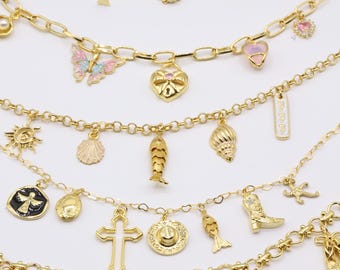 Custom Charm Necklace, Build Your Own Personalized Jewelry, Chunky Chain