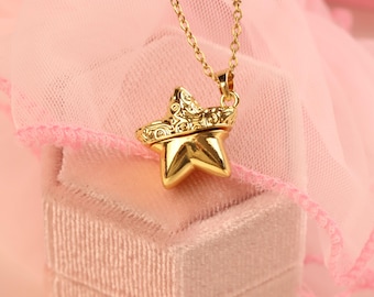 Star Locket  Necklace, Geek Jewelry, Gift for Her, Memorial Jewelry, Fairy Jewelry