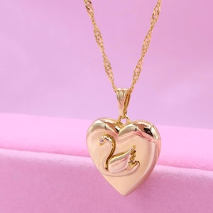 Odette Swan Necklace, Swan Princess Necklace, Heart Locket Necklace