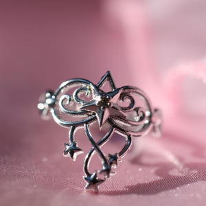 Star Brass Ring, Rhodium Plated, Adjustable