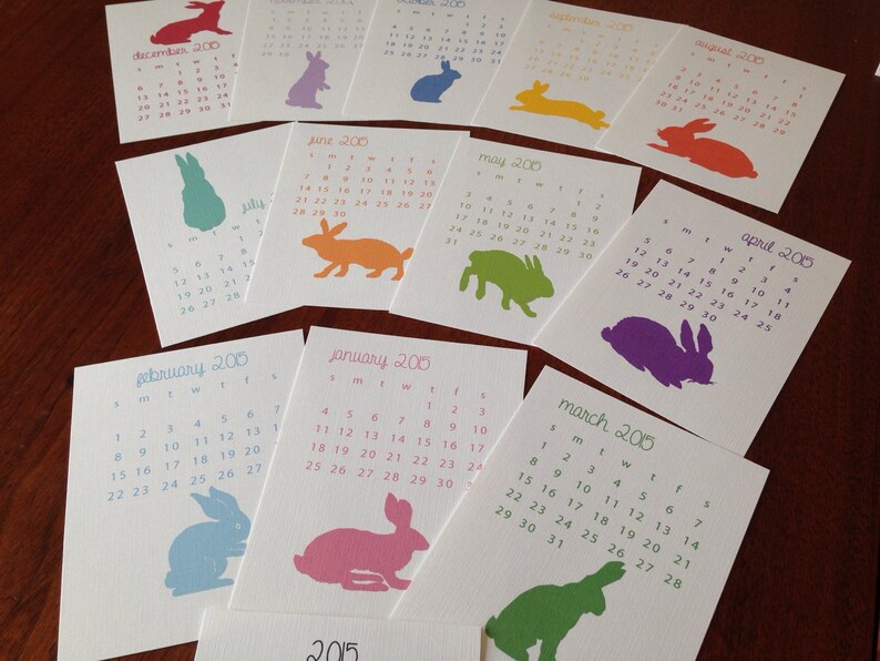 2019 Desk Calendar Silhouette Rabbits Bunny Rabbit Image 0