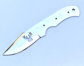 Stainless Steel Stag Head Knife Blank, DIY Handle, Knife making Kit, Gift packed