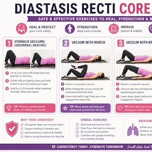 30 Day Diastasis Recti Postpartum Workout Abdominal Separation Challenge Home Physical Therapy Fitness Exercises PDF Guide Instant Download