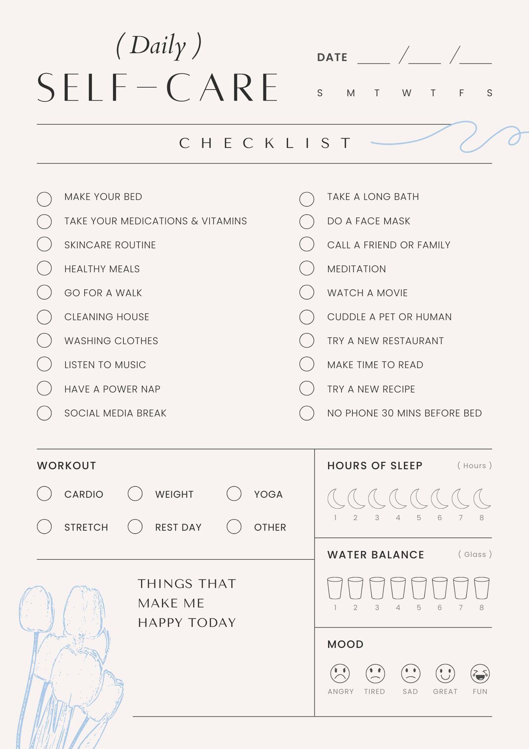 Self Care Daily Routine Planner Challenge Wellbeing Exercise Senior ...