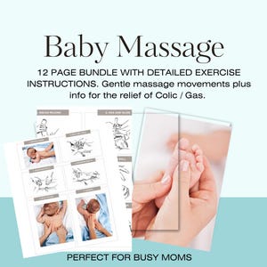 43 Baby Säugling Neugeborenen Massage Übung Beine Füße Gesicht Bauch Arme Hand Rücken Soft Massage Training Colic Gas PDF Printable Instant Download