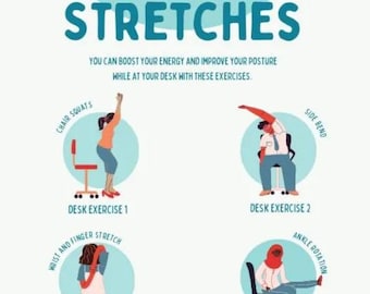 Poster Back Exercises For Office Workers Workout At Office Desk An