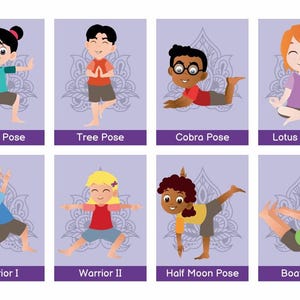 16 Movement Brain Break Kids Exercise Yoga Pose Fitness Cards Flashcards Student School 30 Day Activity Workout Challenge PDF