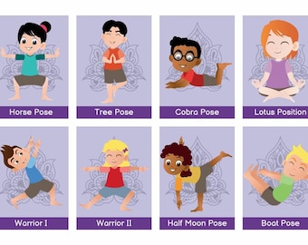 16 Movement Brain Break Kids Exercise Yoga Pose Fitness Cards Flashcards Student School 30 Day Activity Workout Challenge PDF