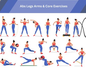Bodyweight Abs Legs Arms Core Home Workout Exercises for Office Workers | 14 Day 30 Day 12 Week Self Challenge Fitness Training PDF Download
