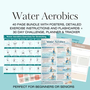 24 cartes d'exercices d'aquagym et d'aquagym Étirements au format PDF