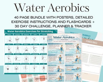 24 Water Aerobics Aqua Fitness Exercise Cards Stretches PDFs Water  Water Workout Core for Seniors Pool Noodle Self Challenge PDF Download