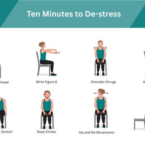 10 Minutes to De-stress Chair Yoga Exercise Guide for Senior Wheelchair User Nursing Home Balance Stability 30Day Challenge Physical Therapy