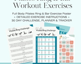 Pilates Ring Bar Workout Challenge Stretch Balance Printable Home Workout Physical Therapy Challenge Fitness Exercise 30 Day Guide Download