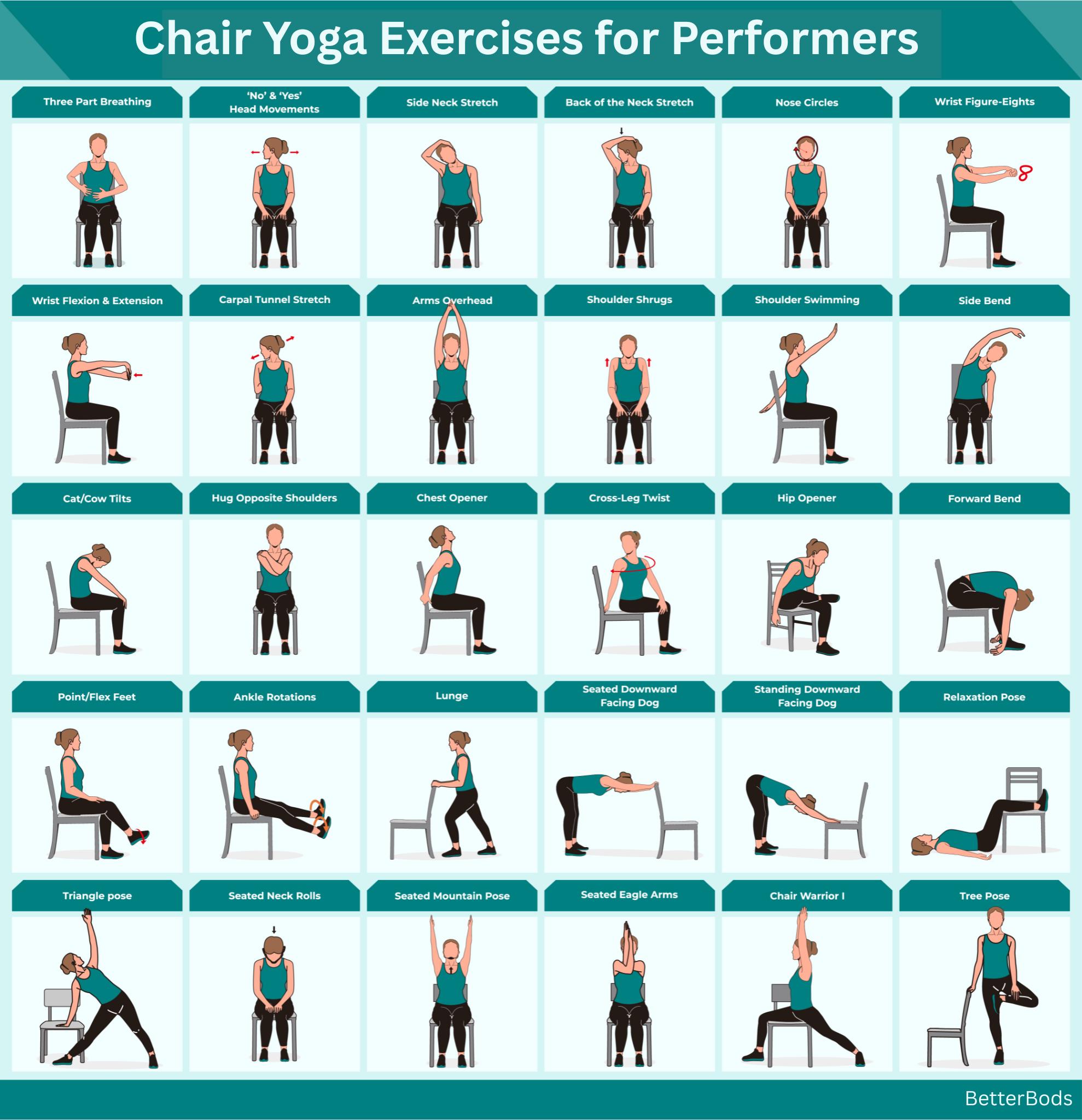 15 Chair Yoga Exercises Stretches for Performers Musician Artist Actor