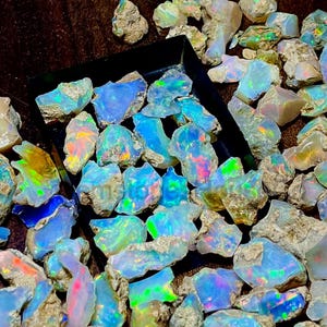 Ethiopian Opal Rough, White Opal Rough, Opal Raw, Welo Fire Opal, Fire Opal Rough, Natural White Opal Rough For Jewelry Making 10 Pieces Lot