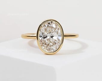 Moissaniet verlovingsring, 1,5 CT 14K massief goud, solitaire moissaniet ring, ring set trouwringen, bruidsring, ovale geslepen diamanten ring