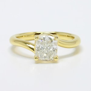 2 CT Cushion Cut Moissanite Ring,14K Solid Yellow Gold Engagement Ring, Solitaire Wedding Ring, Minimalist  Handmade Promise Daily Wear Ring