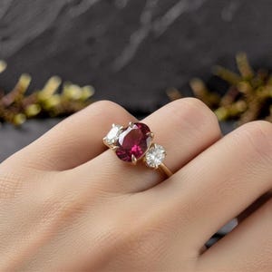 1.50 CT Oval Cut Ruby Engagement Ring, 14K Yellow Gold Women Ring, Handmade Promise Ring ,Wedding Ring, Minimalist Daily Wear Prong Ring