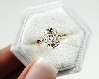 Old Mine 1 CT Cushion Cut Moissanite Engagement Ring, Elongated Cushion Ring, Solitaire Prong Ring ,  Moissanite Diamond Ring, Promise Ring