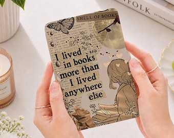 Personalized Book Lover Quote Kindle Case, Reading Girl Kindle Paperwhite Case, Dark Academia Kindle Case for Book Lovers, Kobo Clara Libra