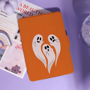 Orange Themed Ghost Kindle Case, All New Kindle Paperwhite 12th Cover, Paperwhite 6.8&#39;&#39;, Kindle 10th 11th 12th Trendy Kindle 2024 2025 Case