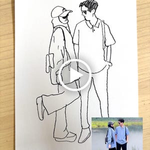 シンプルな線画のカップルの絵 | プレゼントや片思いの相手にぴったり